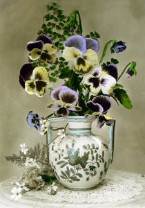 Vase of Pansies by French School
